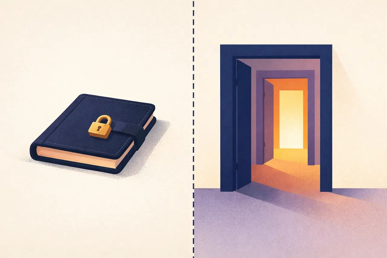 A national register book with a locked cover beside a row of open casino doors that fall outside the register, illustrating onlinecasinon utan Spelpaus-registrering on Casinoanders.co
